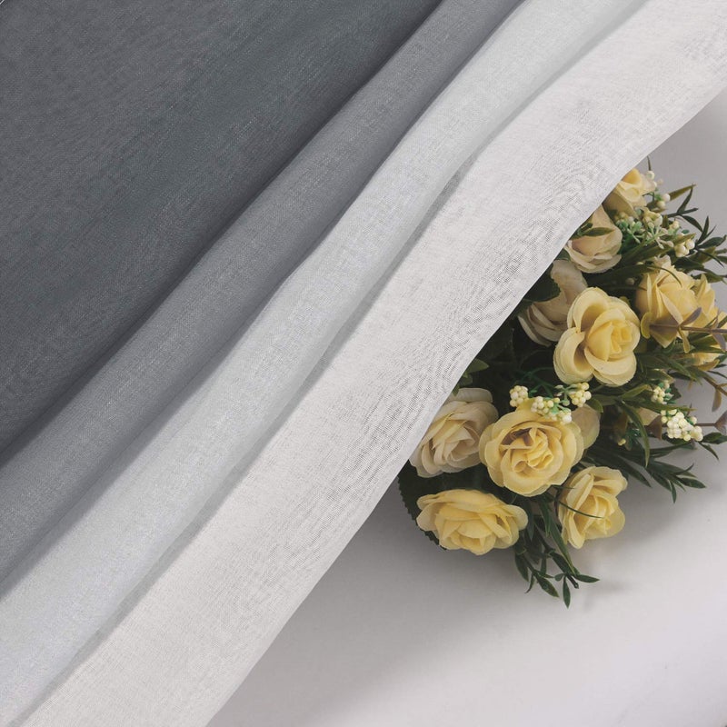 DWCN Grey Ombre Sheer Curtains - Faux Linen Gradient Grommet Top Semi Voile Bedroom and Living Room Curtains, Set of 2 Window Curtain Drapes, 42 x 63 Inches Length - Image 5
